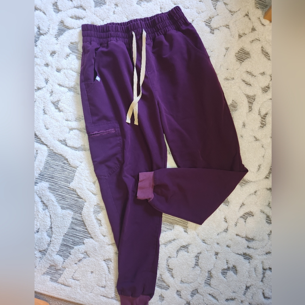 FIGS Deep Purple High Waisted Zamora Scrub joggers